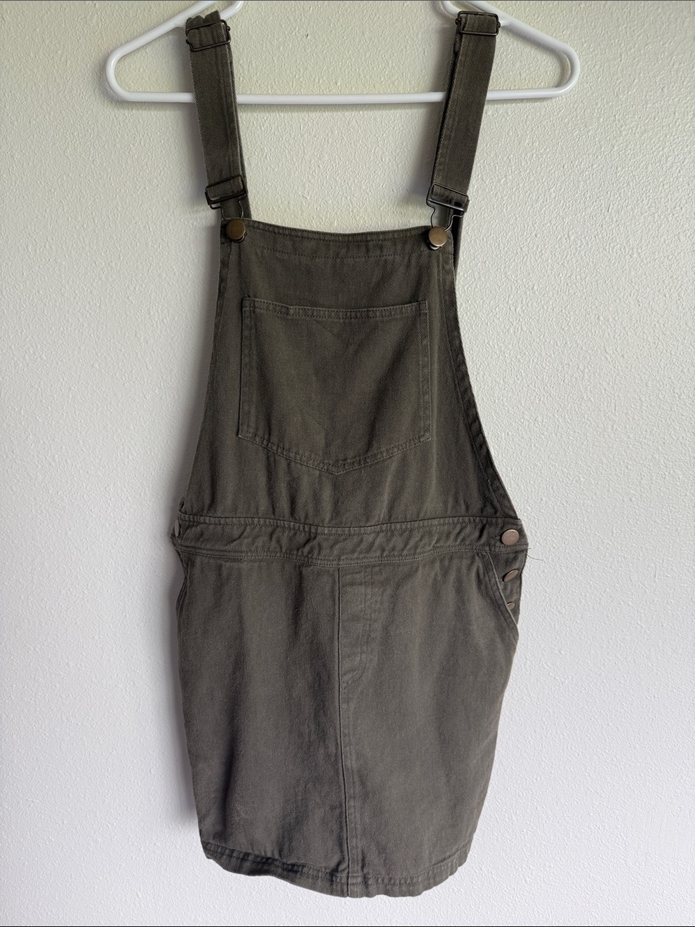 Forever 21 Olive Green Denim Overall Skirt with Bib
